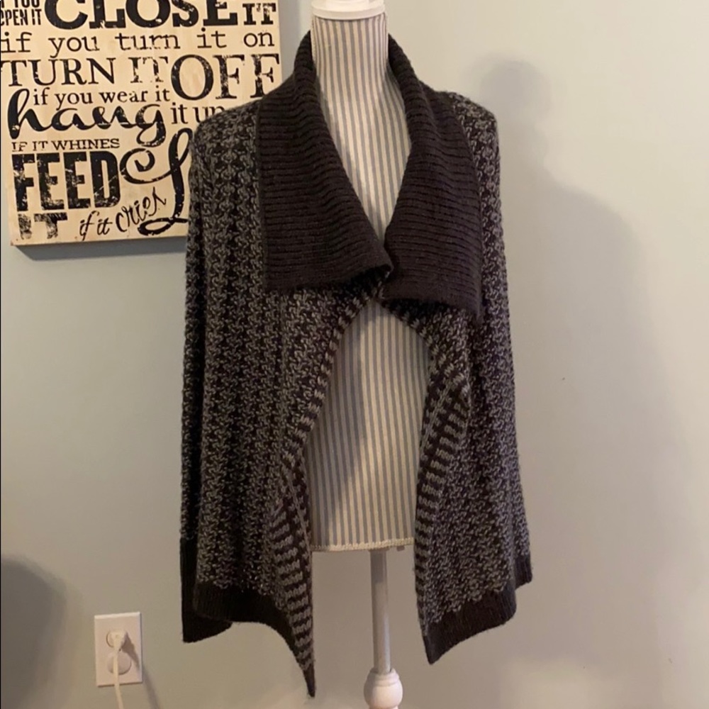 Apt. 9 Marled Knit Flowy Cardi Ribbed Collar